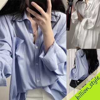 STYLE🔥พร้อมส่ง🔥637*สไตล์เกาหลี เสื้อโอเวอร์ไซส์ ฟรีไซส์ เสื้อเฟชั่นผู้หญิงแขนยาว เสื้อคุม เสื้อเชิ้ตคอปก เสื้อเชิ้ตเก๋ไก