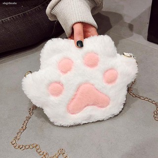 ♈☞☃ญี่ปุ่นสาวหัวใจ cat claw messenger กระเป๋า plush น่ารักหมี paw ไหล่กระเป๋าน่ารักกระเป๋านักเรียนหญิงกระเป๋า