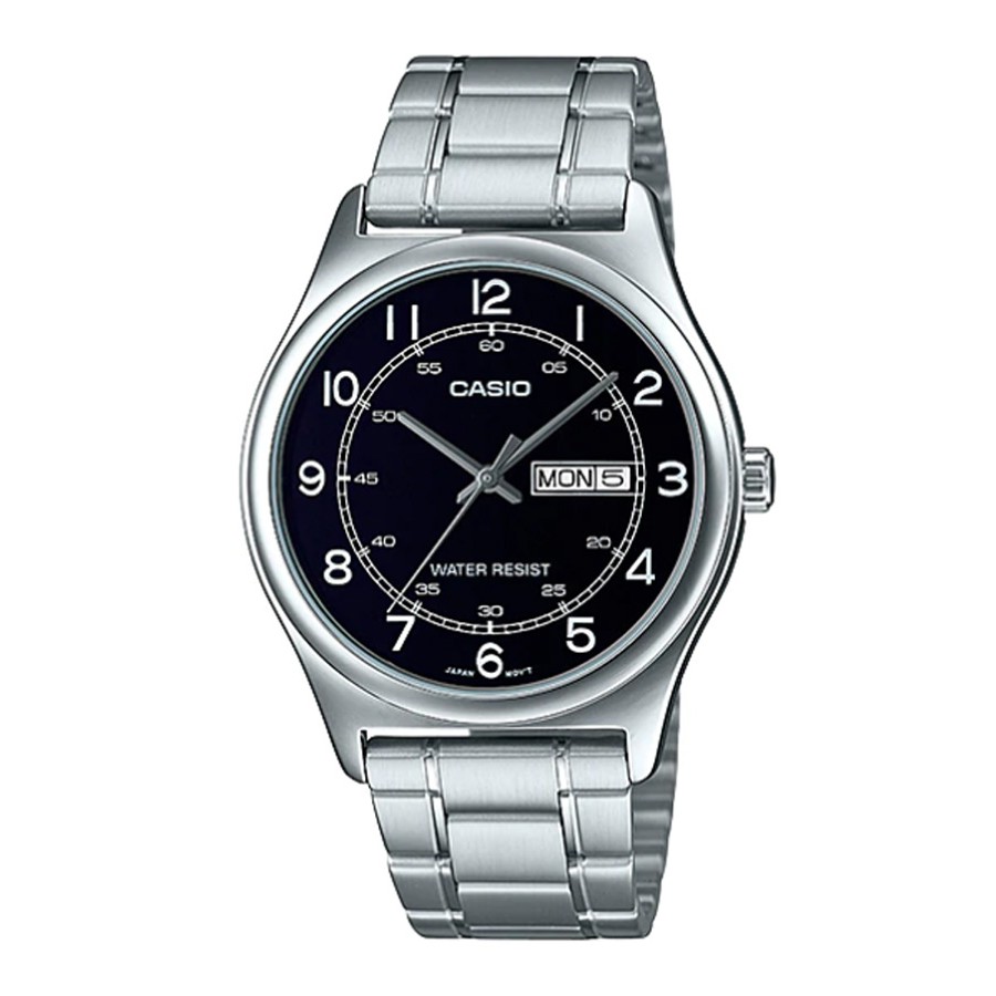 Casio Standard นาฬิกาข้อมือผู้ชาย สายสแตนเลส รุ่น MTP-V006,MTP-V006D,MTP-V006D-1B2 - สีเงิน