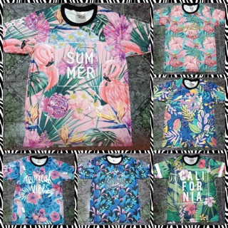 เสื้อยืดลาย SUMMER ลายดอกไม้