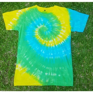 เสื้อมัดย้อมลายก้นหอยเหลืองเขียวฟ้า