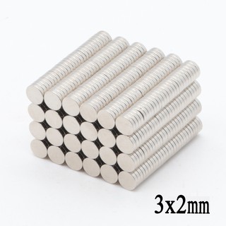 100ชิ้น แม่เหล็กแรงสูง 3x2มิล Magnet Neodymium 3*2มิล แม่เหล็ก กลมแบน ขนาด 3x2mm แม่เหล็ก นีโอไดเมียม 3*2mm