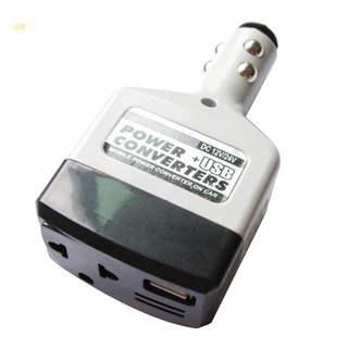 Sun อินเวอร์เตอร์แปลงแรงดันไฟฟ้า DC 12V 24V เป็น AC 220V USB แบบพกพา สําหรับรถยนต์