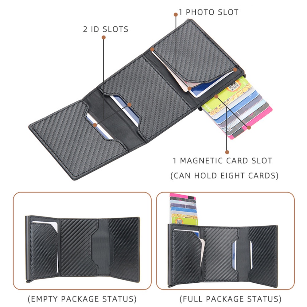 แพคเกจบัตร2021 Rfid Men Card Wallets Button Free Name