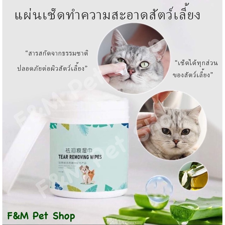 แผ่นเช็ดทำความสะอาดสัตว์เลี้ยง แผ่นเช็ดตาแมว แผ่นเช็ดหูแมว ผ้าเช็ดคราบน้ำตาสัตว์เลี้ยง ทิชชู่เปียกสัตว์