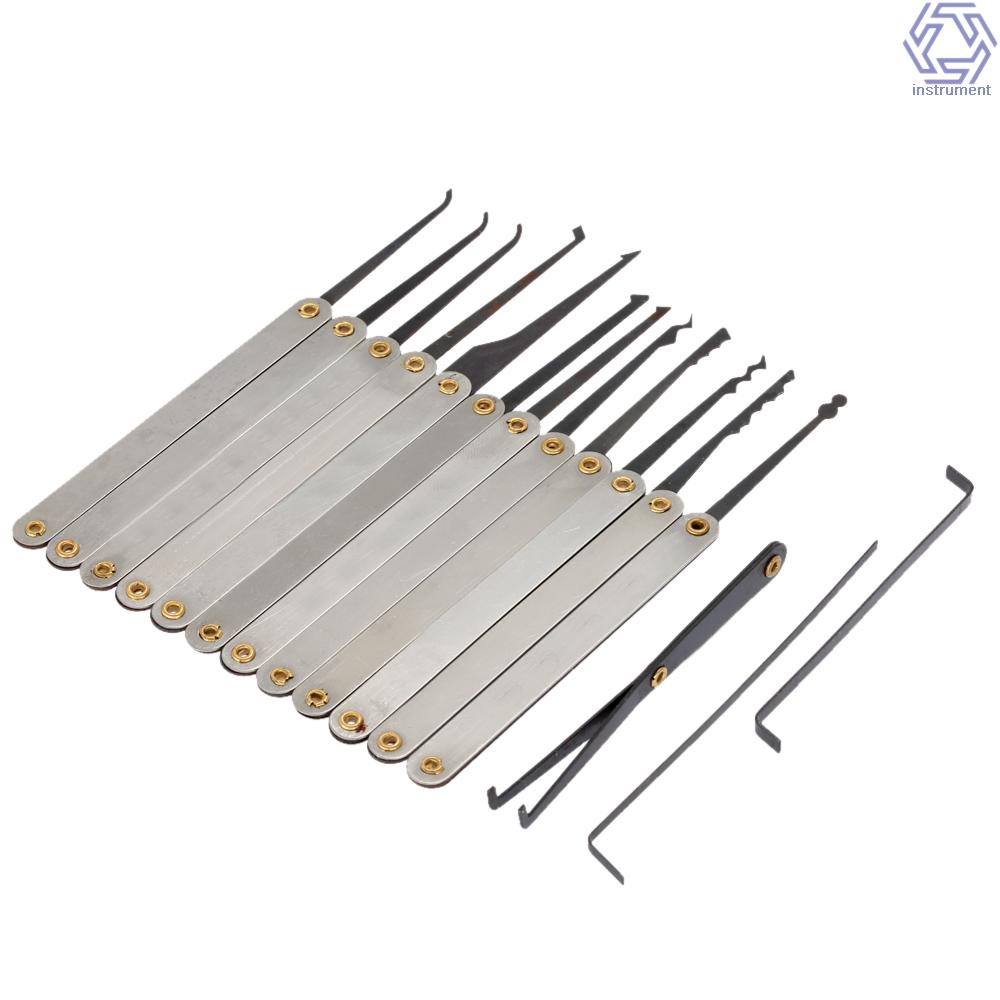【INTU】15Pcs Stainless Steel Lock Pick Opener Set Locksmith Tools with Wrench Broken Key Extractor