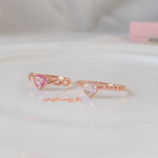 anythingg_th| แหวนเงินแท้925 ชุบพิ้งค์โกลPinkgold/Rosegold พลอยRose Quartzแท้5*5mm