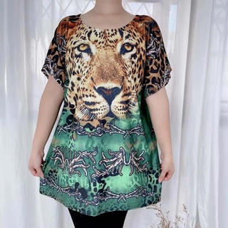 เสื้อผ้าคุณแม่วัยกลางคนและผู้สูงอายุ ผ้าไหมน้ำแข็ง หลวม เสื้อยืดแขนสั้นผู้หญิงใส่ได้ 40-70กก.