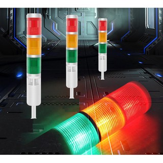 TOWER LIGHT TB50-3T-DJ LED ไฟ เตือนสีแดงสีเหลืองสีเขียวพร้อม Buzzer ขาตั้ง รุ่น C แรงดัน 24 VDC