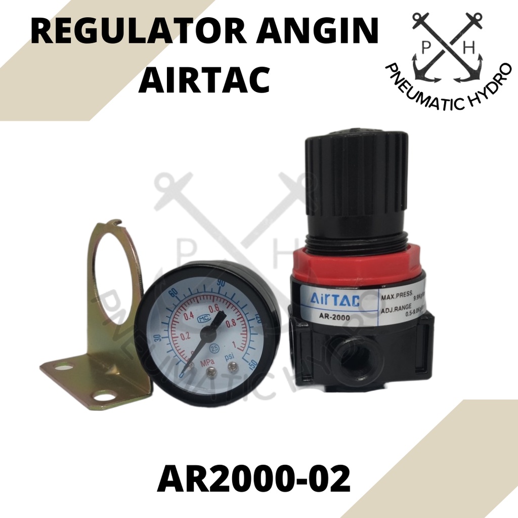 Airtac AR2000-02 ตัวควบคุมอากาศสีดํา