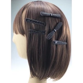 HVL กิ๊บปากเป็ดวิบวับเรียบหรู สีดำ 1 แผง(แผง2ชิ้น) B27