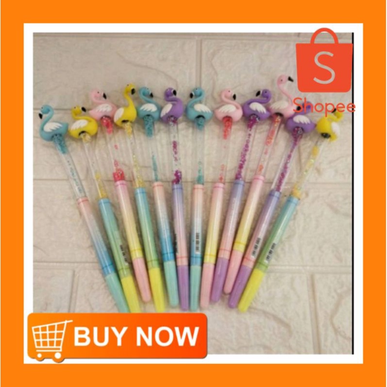 FLAMINGO CHARACTER GLITTER GEL PEN/UNIQUE CUTE PEN