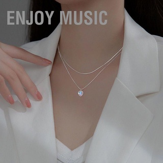 Enjoy Music สร้อยคอโซ่เงิน 925 จี้รูปหัวใจ เครื่องประดับ สําหรับผู้หญิง