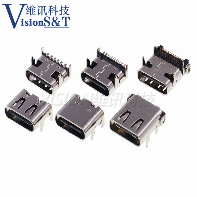 ((แพ็กละ 10 ชิ้น) TYPE-C 6P 16P 24P ปลั๊กขั้วบวก ลบ ตัวเมีย USB ตัวเมีย 3.1