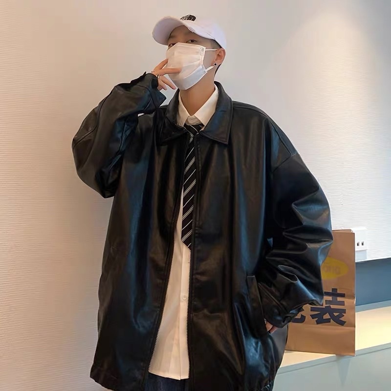 (พร้อมส่ง/มีโค้ดลด 120฿) แจ็คเก็ตหนัง ใส่สบาย คุณภาพดี