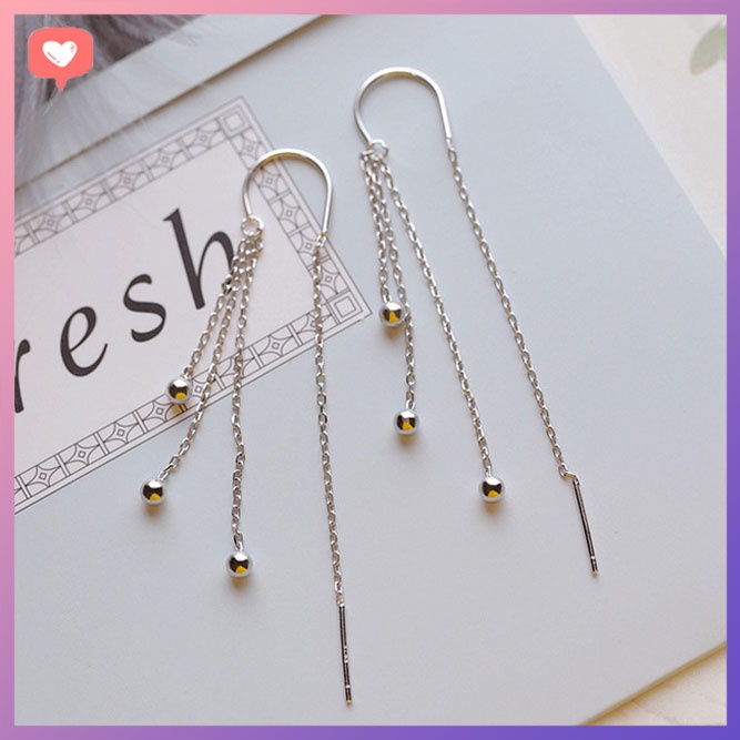 ต่างหูพู่ยาวพร้อมลูกปัด B23 Give.love shop ต่างหูสําหรับงานปาร์ตี้