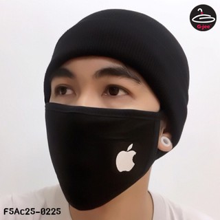 ผ้าปิดปากสีดำลายตัว apple F5Ac25-0225