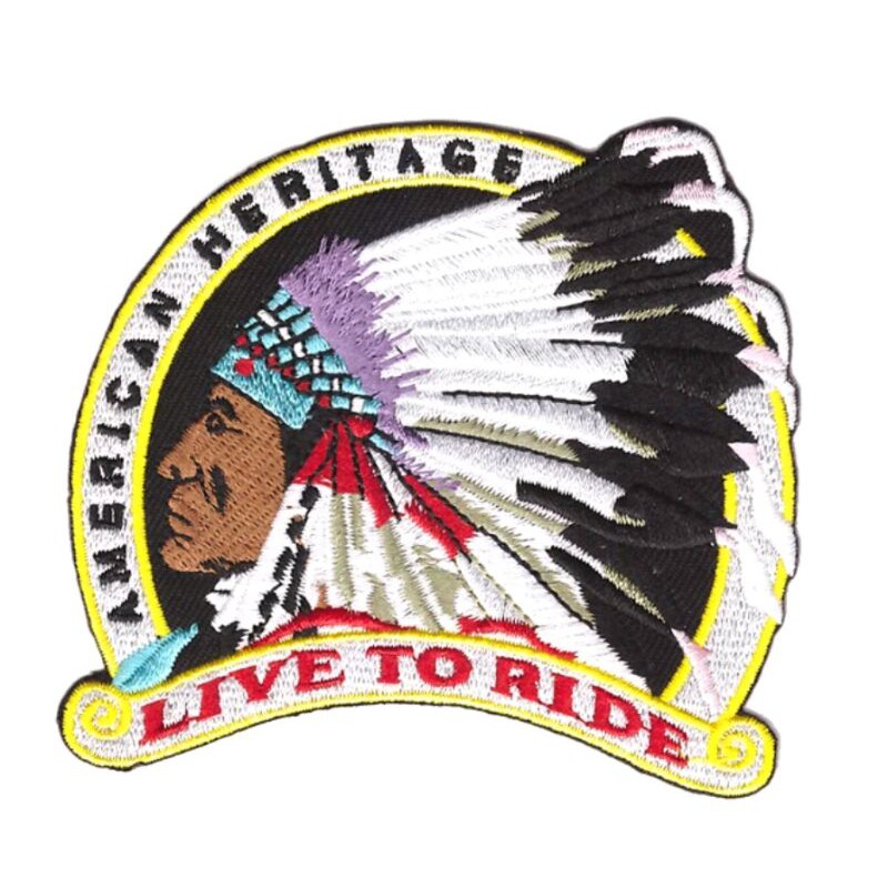 LIVE TO RIDE INDIAN AMERICAN HERITAGE อาร์ม ตัวรีดติดเสื้อลายอินเดียนแดง แต่งเสื้อ INDIAN MOTORCYCLE