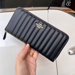 (แท้ 💯%‼ Factory) COACH ACCORDIAN ZIP WALLET WITH LINEAR QUILTING (Coach 2855)