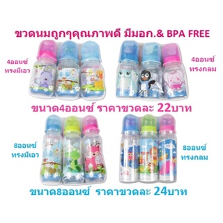 ขวดนมถูกๆคุณภาพดี ขวดนม4ออนซ์ ขวดนม8ออนซ์ ขวดนมทรงกลม BPA FREE (1 ใบ)