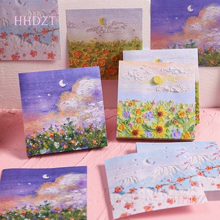 Hhdz กระดาษโน้ตมีกาว ลายภาพวาดสีน้ํามัน 50 หน้า ต่อชุด