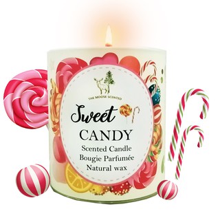 เทียนหอม Soy Wax กลิ่นขนมลูกกวาด Sweet Candy พร้อมกล่อง และฝาไม้สวยงาม