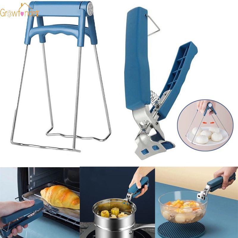 Unique Stainless Steel Foldable Hot Dish Anti-scalding Clip/ Creative Hot Dish Plate Pot Lifter Gripper/ Household Kitchen Gadgets