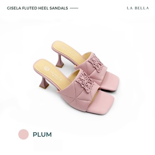 LA BELLA รุ่น GISELA FLUTED HEEL SANDALS - PLUM