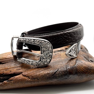 DSP เข็มขัดหนังผู้ชาย หัวเข็มขัดเงินแท้ : DSP 925 Sterling Silver Belt [BHSP058061]