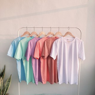 พร้อมส่ง*** เสื้อยืดสีพื้น เสื้อยืดแขนสั้น  เนื้อผ้าcotton100% ราคาถูก!!!