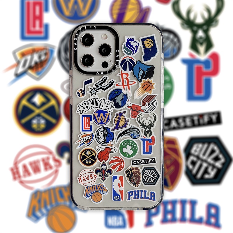 Casetify เคสโทรศัพท์ ซิลิโคนนุ่ม TPU ใส กันกระแทก ลายทีม NBA แฟชั่น สําหรับ iPhone 14 11 12 13 15 Pr