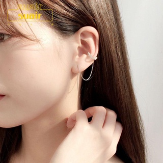 subei เครื่องประดับผู้ชายผู้หญิงต่างหูเพทายเพชรสีขาว 1 ชิ้น