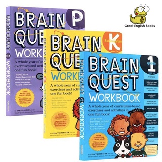 (*ใช้โค้ดรับcoinคืน10%ได้*) พร้อมส่ง แบบฝึกหัด BRAIN QUEST Workbook Pre-K, Kindergarten, Grade 1