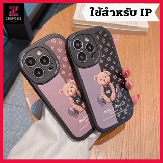 -พร้อมส่งในไทย-เคสซิลิโคน สกีนลายหมีแบหลุยดำ/น้ำตาล TPU นิ่ม ใช้สำหรับIPทุกรุ่น #1023