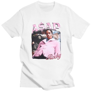 คอลูกเรือเสื้อยืดคอกลมเสื้อยืดแขนสั้น ผ้าฝ้าย พิมพ์ลายกราฟฟิค Asap Rocky Portrait สีขาว แฟชั่นฤดูร้อน สําหรับผู้ชายผ้าฝ้