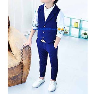 Dark Blue Vest ชุดกั๊กคอปก ผ้าดี ใส่สบาย ขนาด 7,9,11,13,15