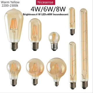 หลอดไฟ LED 2W 4W 6W 8W 2200K E27 G80 G95 ST64 สีเหลืองอําพัน สไตล์วินเทจย้อนยุค