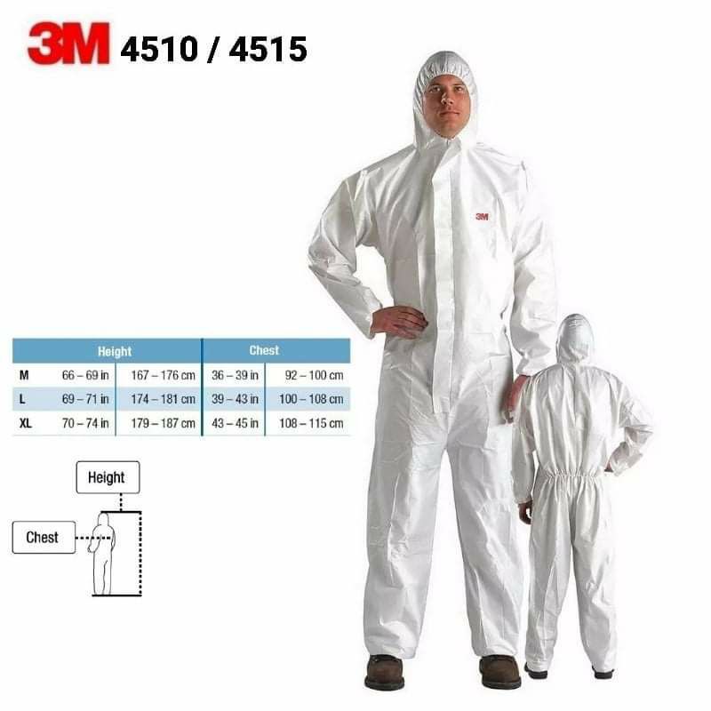 Sale พร้อมส่ง ชุด PPE 3M ป้องกันเชื้อโรค ป้องกันสารเคมี พ่นสี รุ่น 4510 / 4515 แท้ 100%