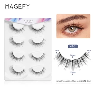 MAGEFY ขนตาปลอม 3D แบบใช้ซ้ำได้ หนานุ่มเป็นธรรมชาติ กันน้ำ ติดทนนาน ขนตาปลอมระดับมืออาชีพ 4 คู่ 7307