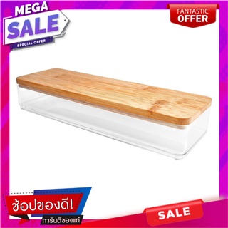 กล่องใสฝาไม้ STACKO MOKU BB01101 9.2x28.2x5.1 ซม. กล่องเก็บของ CLEAR BOX WITH WOODEN LID STACKO MOKU BB01101 9.2X28.2X5.