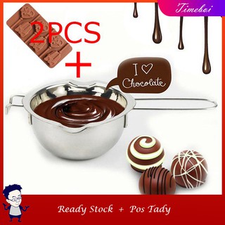 Stainless Steel Chocolate Water Melting Pot + 2PCS Bell Silicone Lollipop Mold