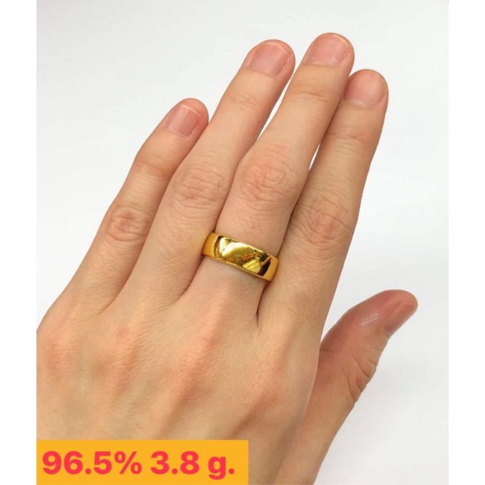 แหวนทองคำแท้ 96.5% หน้าแบนเงาเกลี้ยง น้ำหนัก1สลึง