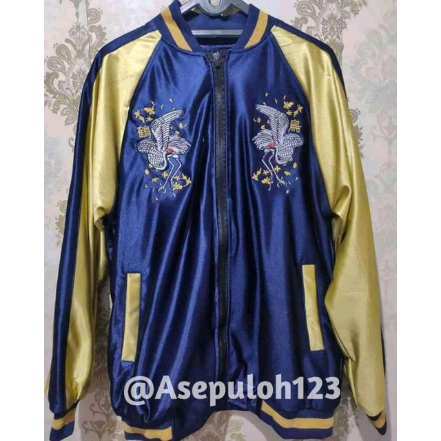 เสื้อแจ็คเก็ต Tsurutuori Gold Sukajan / Sukajan ดั้งเดิม / Sukajan ของผู้ชายญี่ปุ่น