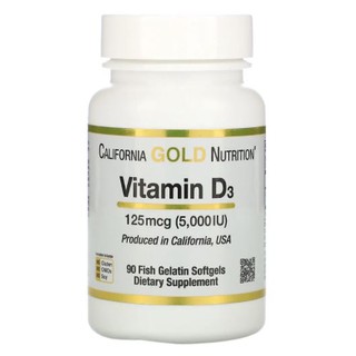 California Gold Nutrition, Vitamin d3 5000 IU [ 90 Fish Gelatin Softgels ] Vitamin D3, 125 mcg (5,000 IU) , d3 puritan