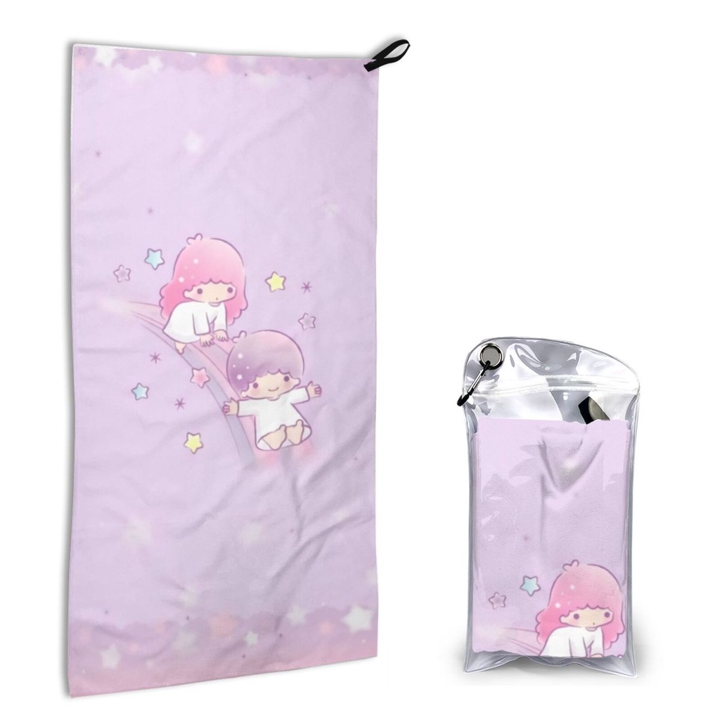 Sanrio Little Twin Stars 80x40 ซม. ผ้าขนหนูไมโครไฟเบอร์แห้งเร็วส่วนบุคคลสําหรับตั้งแคมป์ โยคะ และกีฬ