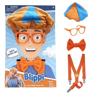 Blippi ชุดเครื่องแต่งกาย หมวก แว่นตา โบ ผูกโบว์ สําหรับเด็ก ปาร์ตี้วันเกิด