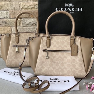 Coach รุ่นพัด 13” งานช้อป สีใหม่หนังทั้งใบพร้อมสายครอสบอดี้ COACH PRAIRIE SATCHEL IN SIGNATURE CANVAS