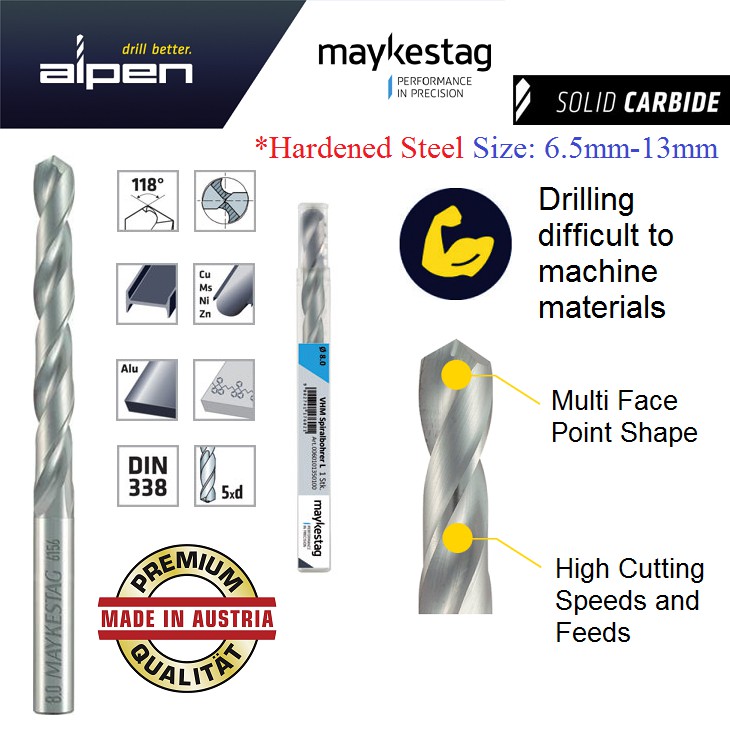 Alpen (6.5mm-13mm) ดอกสว่านคาร์ไบด์แข็ง A6156