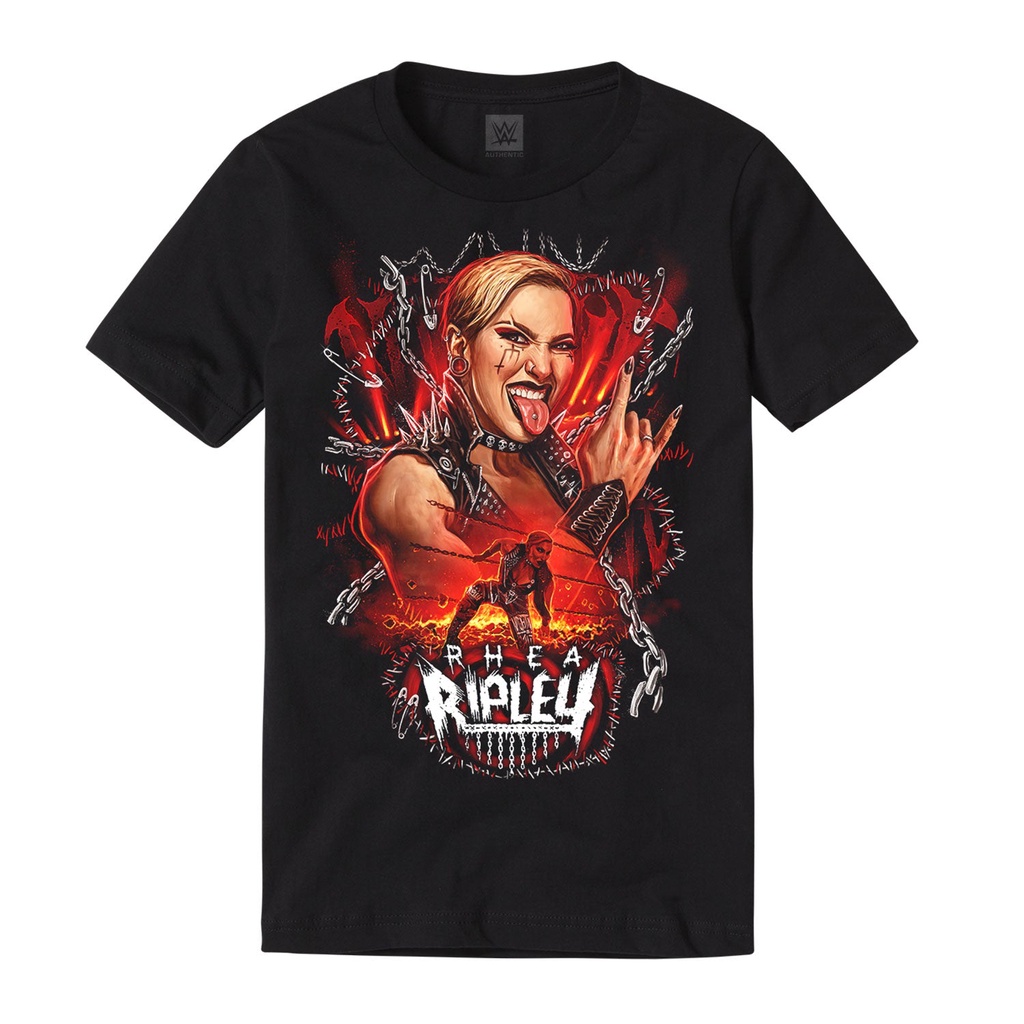 【Sportwear】Gildan เสื้อยืดแขนสั้น ผ้าฝ้าย 100% พิมพ์ลาย Wwe Rhea Ripley "Chains" โอเวอร์ไซซ์ แนวสตรี