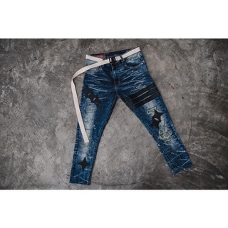 Hold’em Dark Snowflake washed Destroyed cropped jeans